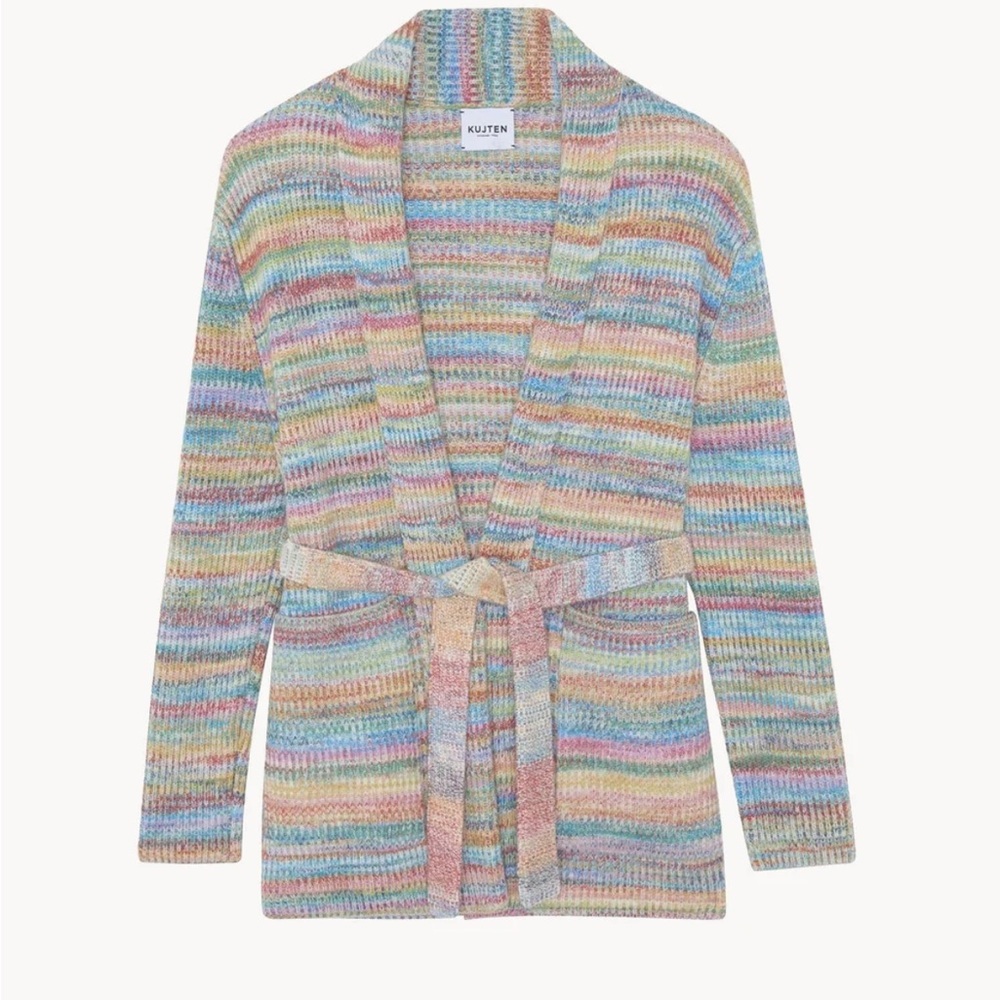 Kujten Jacket Jalil Multicolor Cashmere Cardigan 
 100% cashmere Belted Cardigan